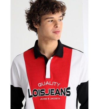 Lois Jeans Polo nera tricolore a maniche lunghe