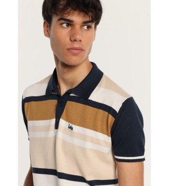 Lois Jeans Short sleeve knitted polo shirt with multicoloured horizontal stripes