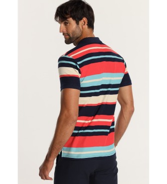 Lois Jeans LOIS JEANS - Striped short-sleeved pique polo shirt red