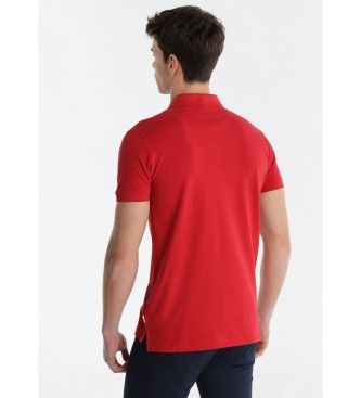 Lois Jeans Czerwona żakardowa koszulka polo