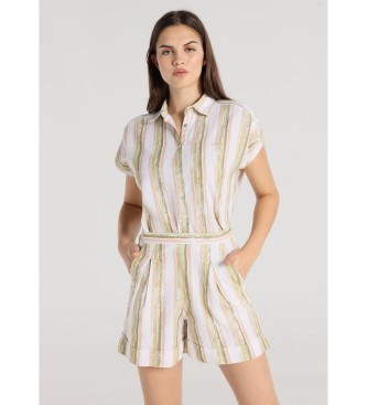 Lois Jeans Short -Multicolour striped striped print with acurela effect