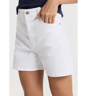 Lois Jeans Kratke hlače barva mom fit - dolge hlače s 5 žepi bele barve