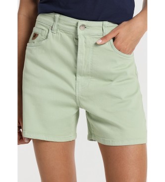 Lois Jeans Short color mom fit - Tiro largo 5 bolsillos verde