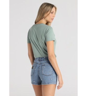 Lois Jeans Blaue Freiheit bestickte Denim-Shorts