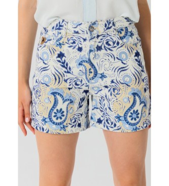 Lois Jeans Shorts in denim mom fit - Vita lunga con stampa paisley multicolor