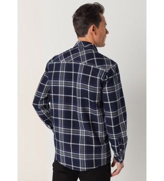 Lois Jeans Checked shirt navy metallic buttons