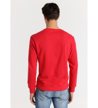 Lois Jeans Basic-Sweatshirt mit aufgedrucktem Text auf der Brust in Rot