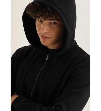 Lois Jeans Sudadera bsica con capucha cierre cremallera logo bordado negro