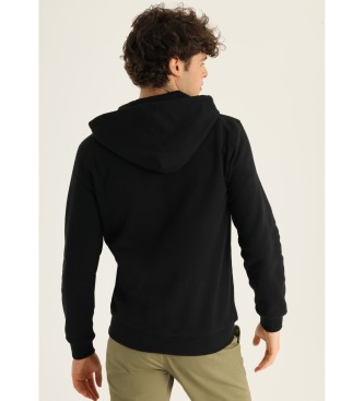 Lois Jeans Sudadera bsica con capucha cierre cremallera logo bordado negro