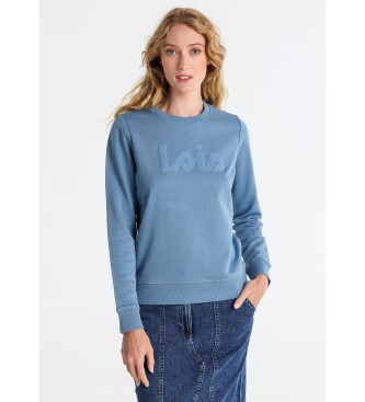 Lois Jeans Sweatshirt bsica com logtipo estampado em puff azul