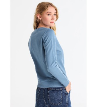 Lois Jeans Sweatshirt bsica com logtipo estampado em puff azul