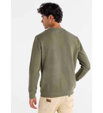 Lois Jeans Basic Sweatshirt Logo-Puffdruck grün