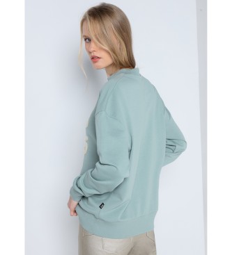 Lois Jeans LOIS JEANS - Grn chenille-sweatshirt med krave i kasseform