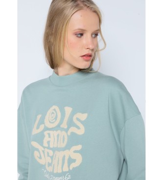 Lois Jeans LOIS JEANS - Groen chenille sweatshirt met boxkraag