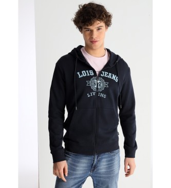 Lois Jeans Sweatshirt med htte og broderi p det marinebl bryst