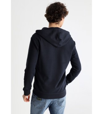 Lois Jeans Sweatshirt med htte og broderi p det marinebl bryst