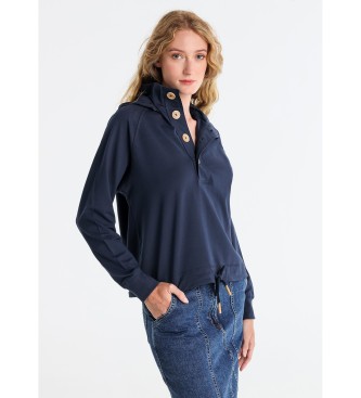 Lois Jeans Detachable hooded sweatshirt with navy buttons