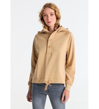 Lois Jeans Detachable hooded sweatshirt with brown buttons