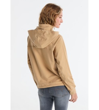 Lois Jeans Sweat  capuche dtachable avec boutons marron