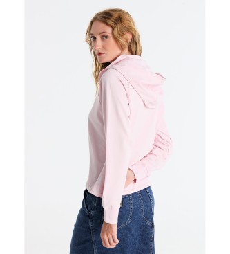 Lois Jeans Afneembaar sweatshirt met capuchon en roze knopen