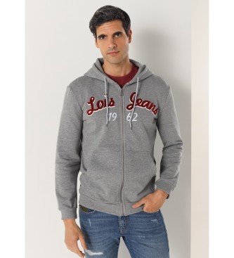 Lois Jeans Gr sweatshirt med lynls og htte