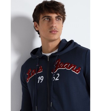 Lois Jeans LOIS JEANS - Navy hooded zip-up sweatshirt with hood