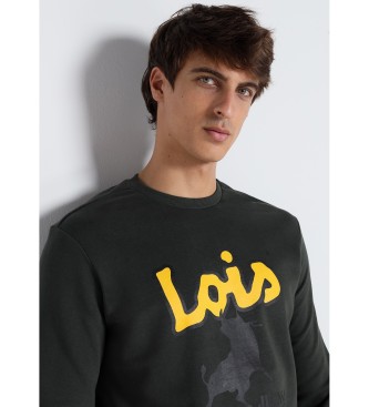 Lois Jeans LOIS JEANS - Jeans & Jackets Logo green sweatshirt with box collar