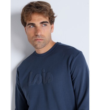 Lois Jeans Sweatshirt med boxkrage i marinbl