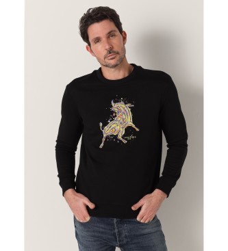 Lois Jeans Sweatshirt com grfico de touro preto