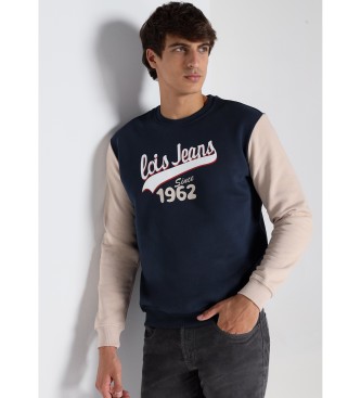 Lois Jeans LOIS JEANS - Sweater met ronde hals en contrasterende navy mouwen