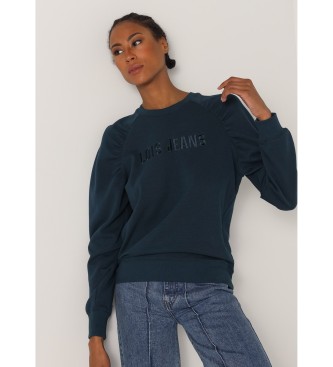 Lois Jeans Ranglan mouw sweatshirt met marine mouwen met ruches