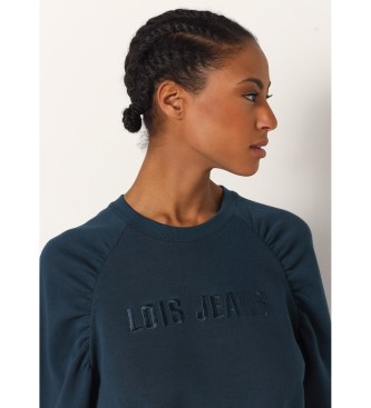 Lois Jeans Ranglan mouw sweatshirt met marine mouwen met ruches