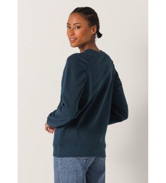 Lois Jeans Ranglan-sweatshirt med navyfrgade volangrmar