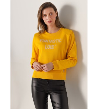 Lois Jeans Sweatshirt  col rond avec paulettes en moutarde plisse