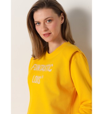Lois Jeans Sweatshirt  col rond avec paulettes en moutarde plisse