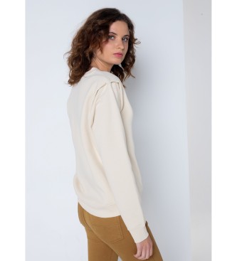 Lois Jeans Sweatshirt med plisserade axelband i offwhite