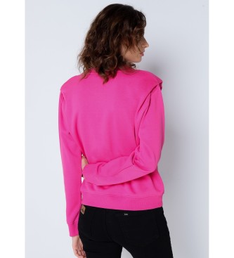 Lois Jeans Bluza z plisami na ramionach różowa