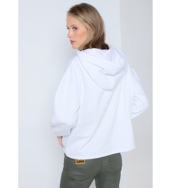 Lois Jeans Grafisk sweatshirt med htte, hvid