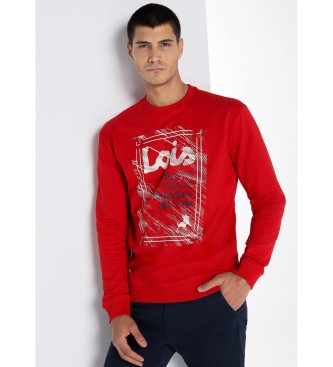 Lois Jeans Grafisk sweatshirt med rd boxkrage