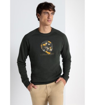 Lois Jeans Graphica Calavera Chenille sweatshirt med grn boxkrage