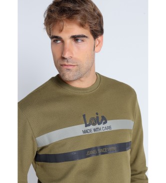 Lois Jeans Sweatshirt i jaquard med grafisk boxkrage grn