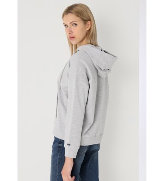 Lois Jeans Kanguro sweatshirt met capuchon en grijze paillettenprint