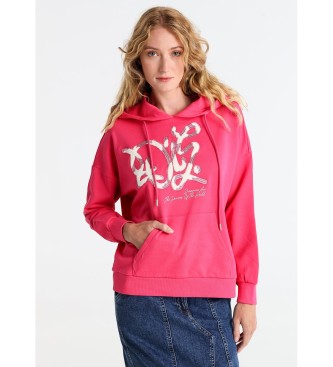 Lois Jeans Sweatshirt Kanguro rose  paillettes