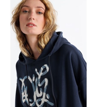 Lois Jeans Kanguro Sweatshirt Navy Pailletter