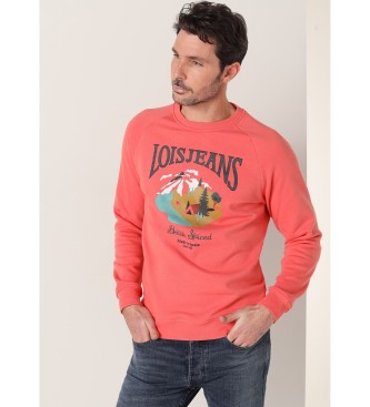 Lois Jeans Sweatshirt mouw rangla box hals Graphica Illustratie bordeauxrood