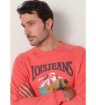 Lois Jeans Felpa girocollo con maniche raglan Illustrazione grafica bordeaux