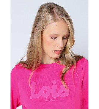 Lois Jeans Felpa rosa con stampa a sbuffo