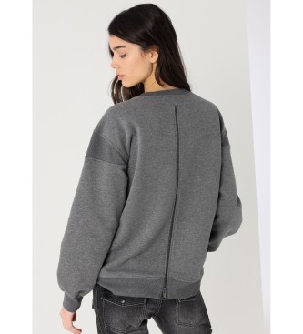 Lois Jeans Sweatshirt uden hætte med grå lynlås på ryggen