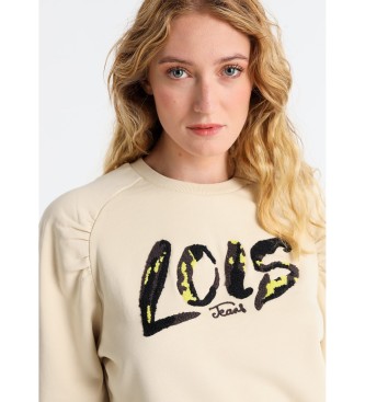 Lois Jeans Sweatshirt sem capuz com mangas raglan bege