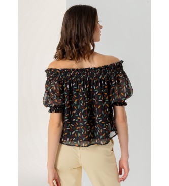 Lois Jeans Off-the-shoulder-top med transparente, flerfarvede rmer